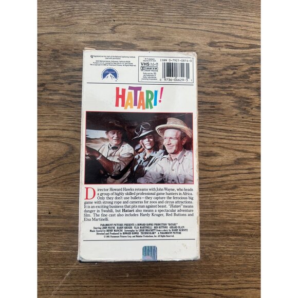 Hatari 1991 VHS Comedy Adventure John Wayne Elsa Martinelli Classic Pre-Owned - Picture 2 of 5